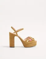 Valentino VLogo Signature Platform Sandal In Split Leather With Floral Embroidery 115 Mm